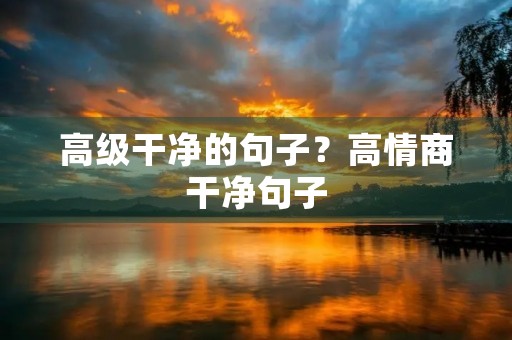 高级干净的句子？高情商干净句子