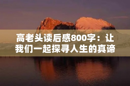 高老头读后感800字：让我们一起探寻人生的真谛
