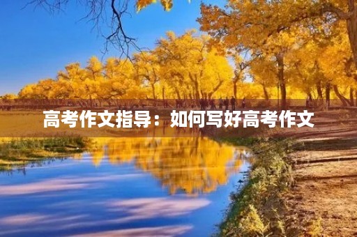 高考作文指导:如何写好高考作文 高考作文指导:如何写好高考作文
