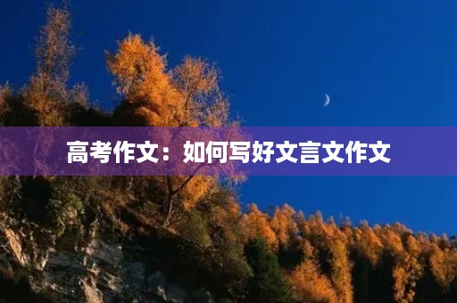 高考作文：如何写好文言文作文