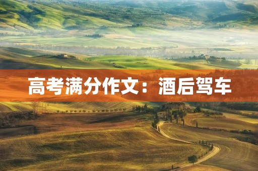 高考满分作文：酒后驾车，追悔莫及