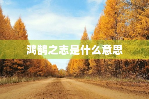 鸿鹄之志是什么意思 鸿鹄之志是什么意思