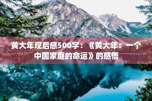 黄大年观后感500字：《黄大年：一个中国家庭的命运》的感悟