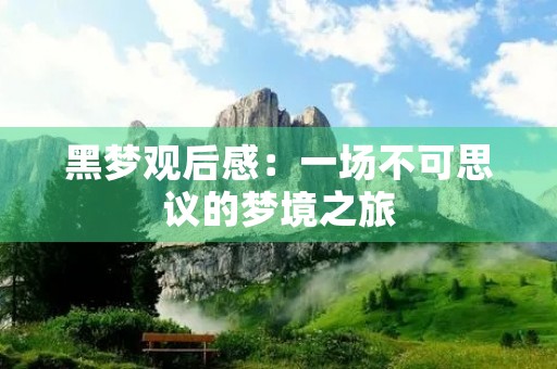 黑梦观后感:一场不可思议的梦境之旅 黑梦观后感:一场不可思议的梦境之旅