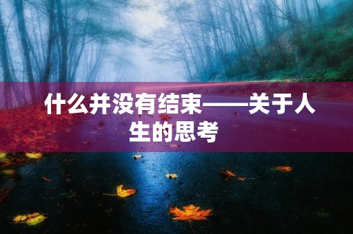  什么并没有结束——关于人生的思考 