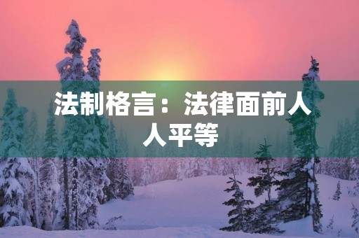  法制格言：法律面前人人平等