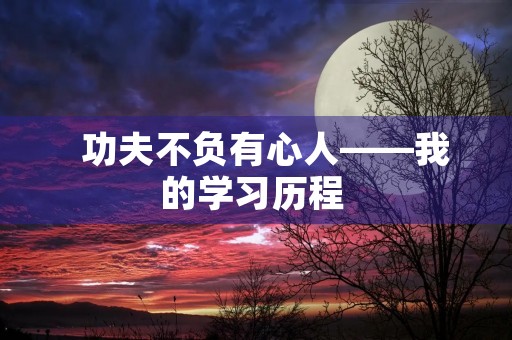 功夫不负有心人——我的学习历程 功夫不负有心人——我的学习历程
