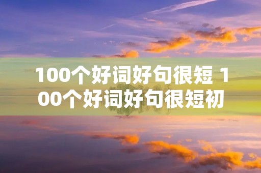 100个好词好句很短 100个好词好句很短初中