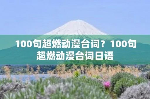 100句超燃动漫台词？100句超燃动漫台词日语