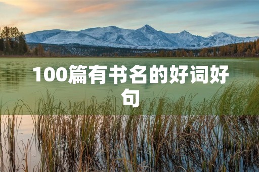 100篇有书名的好词好句(100篇有书名的好词好句好段) 100篇有书名的好词好句(100篇有书名的好词好句好段)