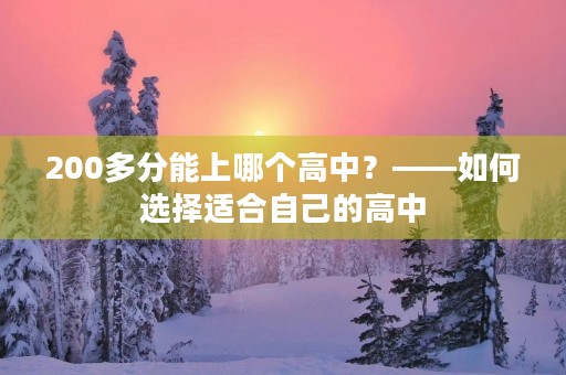 200多分能上哪个高中?——如何选择适合自己的高中 200多分能上哪个高中?——如何选择适合自己的高中