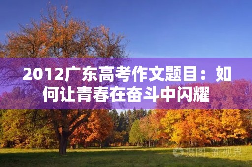 2012广东高考作文题目：如何让青春在奋斗中闪耀