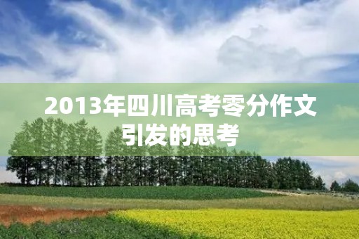 2013年四川高考零分作文引发的思考 2013年四川高考零分作文引发的思考