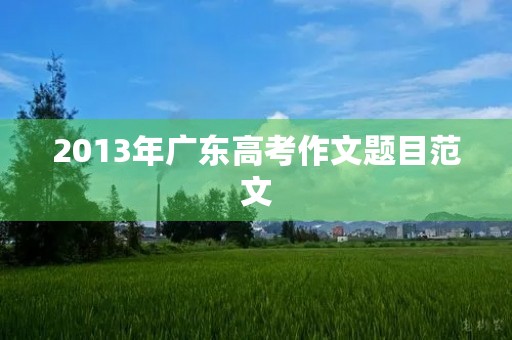2013年广东高考作文题目范文