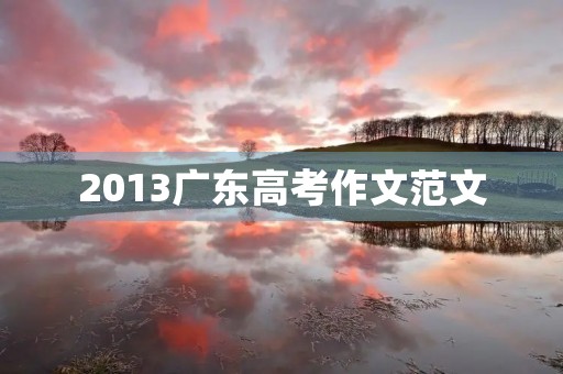 2013广东高考作文范文