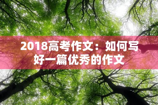 2018高考作文:如何写好一篇优秀的作文 2018高考作文:如何写好一篇优秀的作文