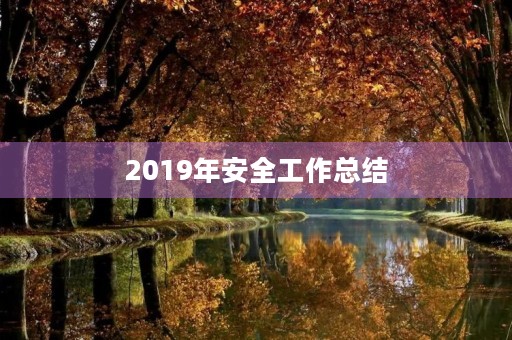 2019年安全工作总结 2019年安全工作总结