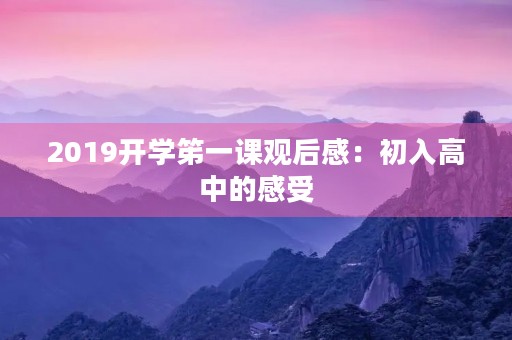 2019开学笫一课观后感：初入高中的感受