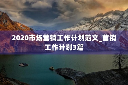 2020市场营销工作计划范文_营销工作计划3篇