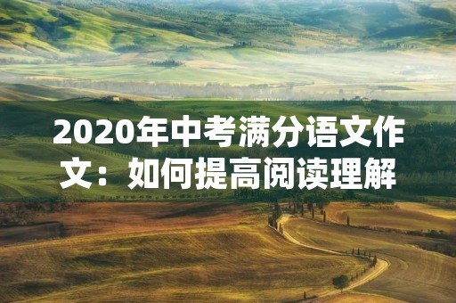 2020年中考满分语文作文：如何提高阅读理解能力