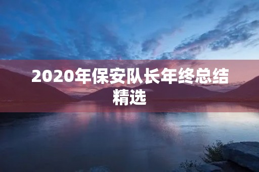 2020年保安队长年终总结精选