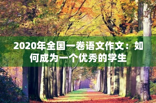 2020年全国一卷语文作文：如何成为一个优秀的学生