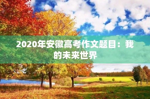 2020年安徽高考作文题目：我的未来世界
