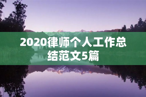 2020律师个人工作总结范文5篇