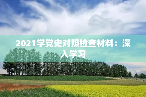2021学党史对照检查材料:深入学习,加强思考 2021学党史对照检查材料:深入学习,加强思考