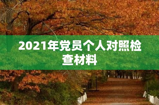 2021年党员个人对照检查材料 2021年党员个人对照检查材料