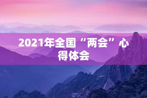 2021年全国“两会”心得体会 2021年全国“两会”心得体会