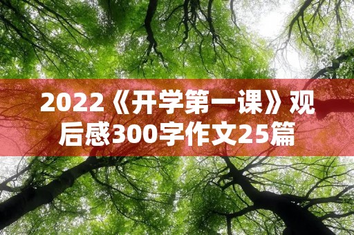 2022《开学第一课》观后感300字作文25篇