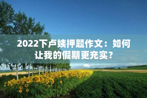 2022下卢姨押题作文：如何让我的假期更充实？