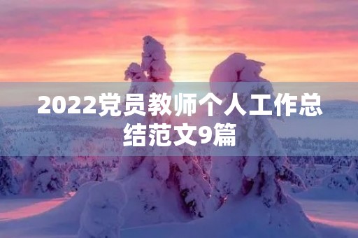 2022党员教师个人工作总结范文9篇
