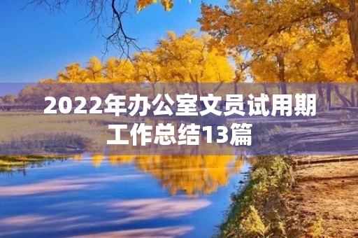 2022年办公室文员试用期工作总结13篇