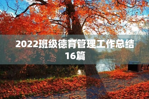 2022班级德育管理工作总结16篇