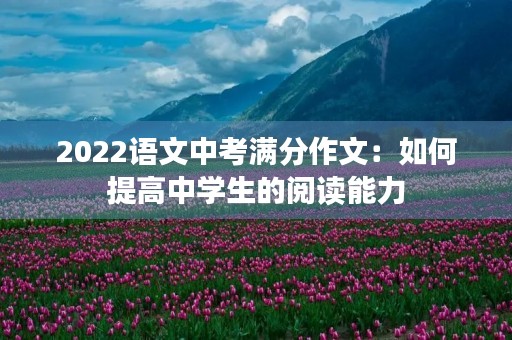 2022语文中考满分作文：如何提高中学生的阅读能力
