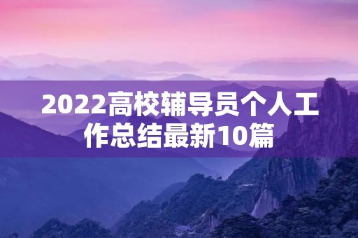 2022高校辅导员个人工作总结最新10篇