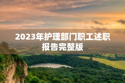 2023年护理部门职工述职报告完整版