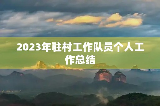 2023年驻村工作队员个人工作总结