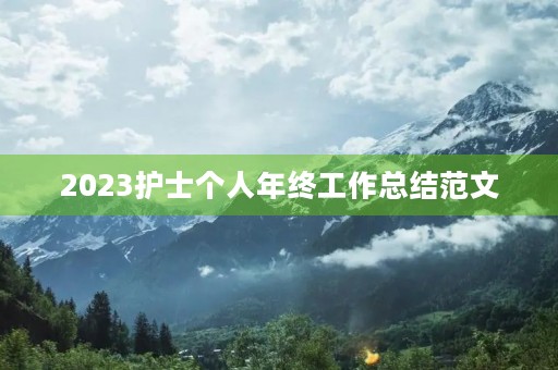 2023护士个人年终工作总结范文 2023护士个人年终工作总结范文