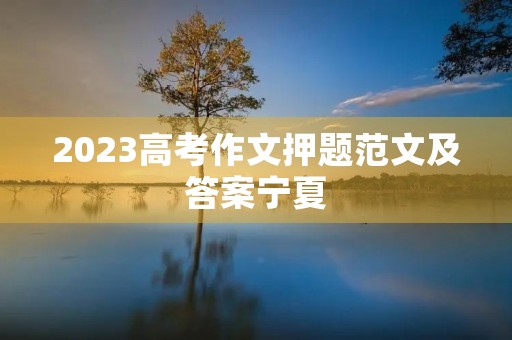 2023高考作文押题范文及答案宁夏