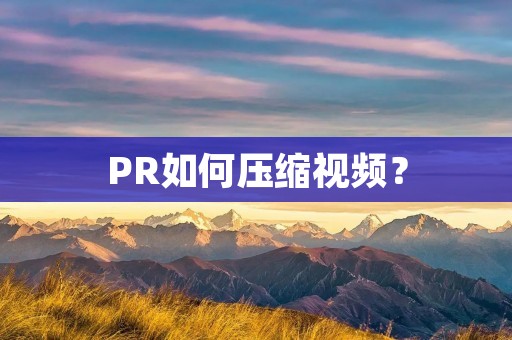PR如何压缩视频？