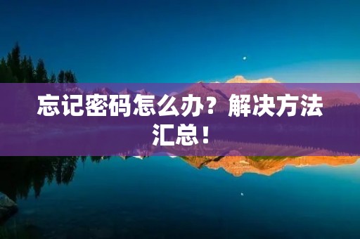 忘记密码怎么办？解决方法汇总！
