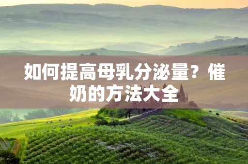 如何提高母乳分泌量？催奶的方法大全