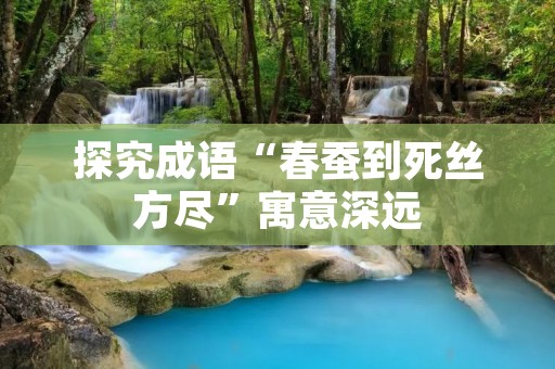 探究成语“春蚕到死丝方尽”寓意深远