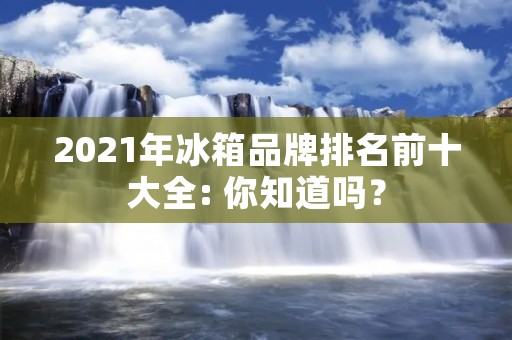 2021年冰箱品牌排名前十大全: 你知道吗？