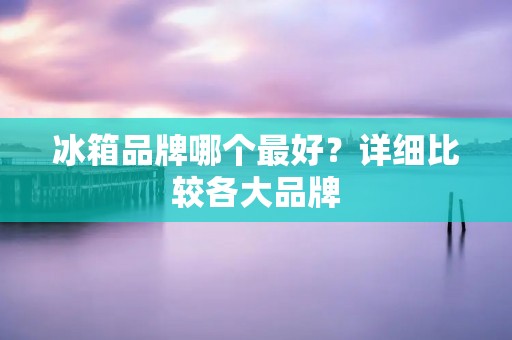 冰箱品牌哪个最好？详细比较各大品牌
