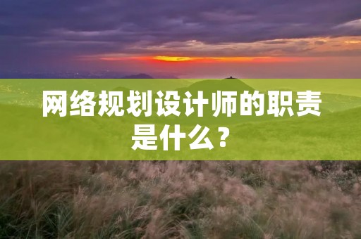 网络规划设计师的职责是什么？