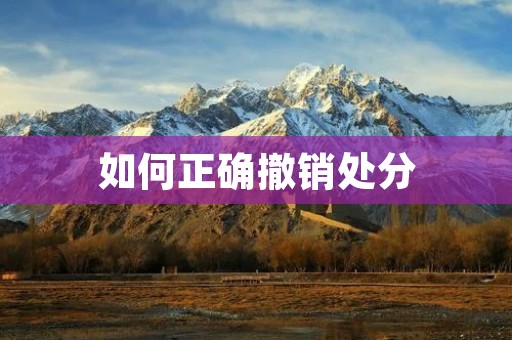 如何正确撤销处分 如何正确撤销处分